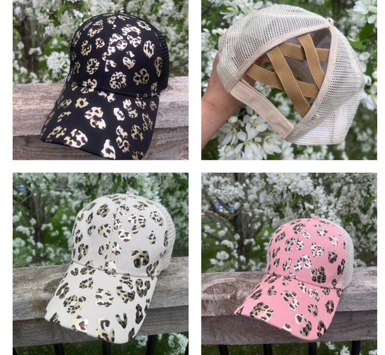 Leopard hat White black light cream or pink Metallic gray animal print foil Blank caps wholesale