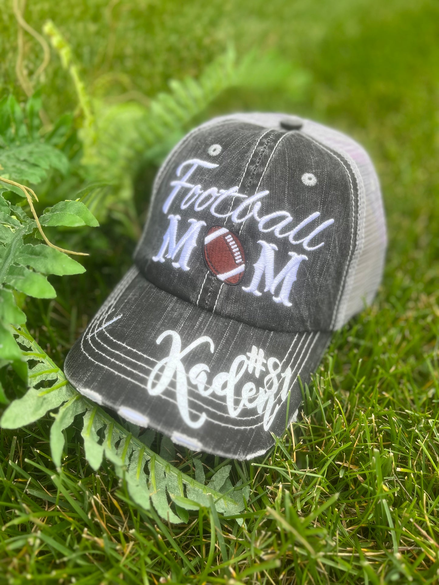 Hats Sports Boat Barn Racing Camping Lake Personalized Football mom hat Embroidered distressed womens trucker cap SHIPS in 2-3 days