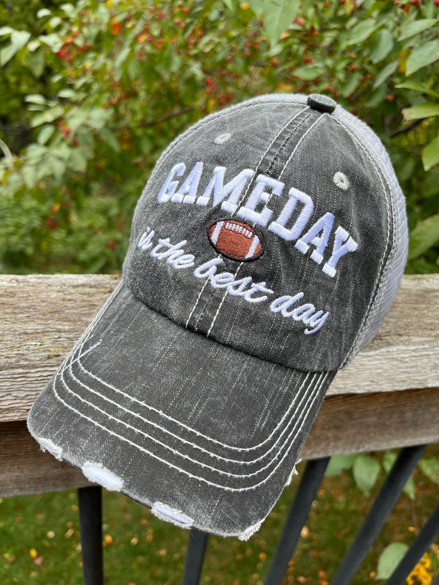 Hats Sports Boat Barn Racing Camping Lake Personalized Football mom hat Embroidered distressed womens trucker cap SHIPS in 2-3 days