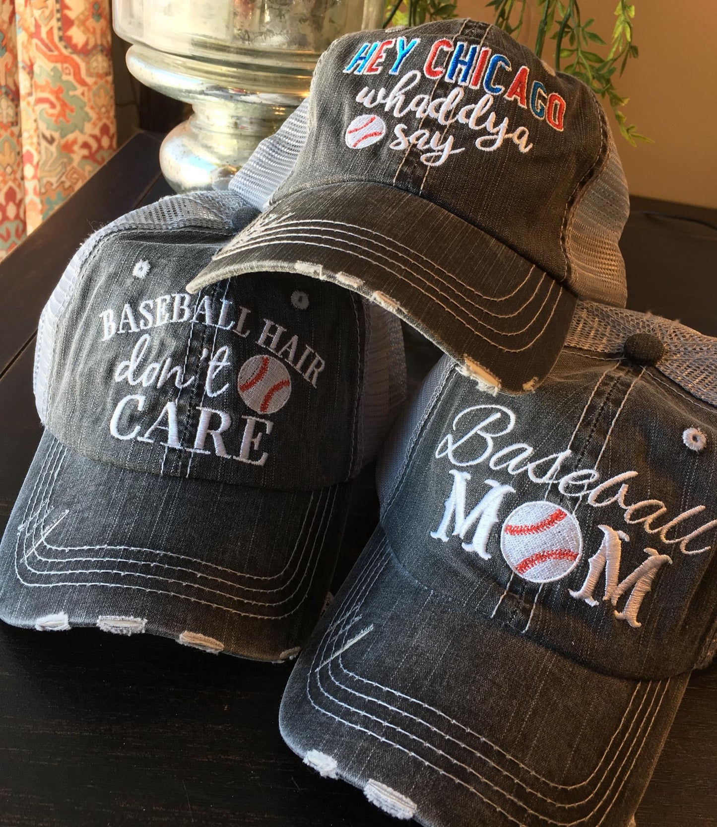 Hey Chicago whattya say hat Unisex distressed Trucker