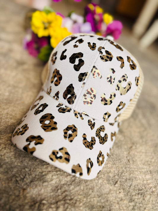 Leopard hat White black light cream or pink Metallic gray animal print foil Blank caps wholesale