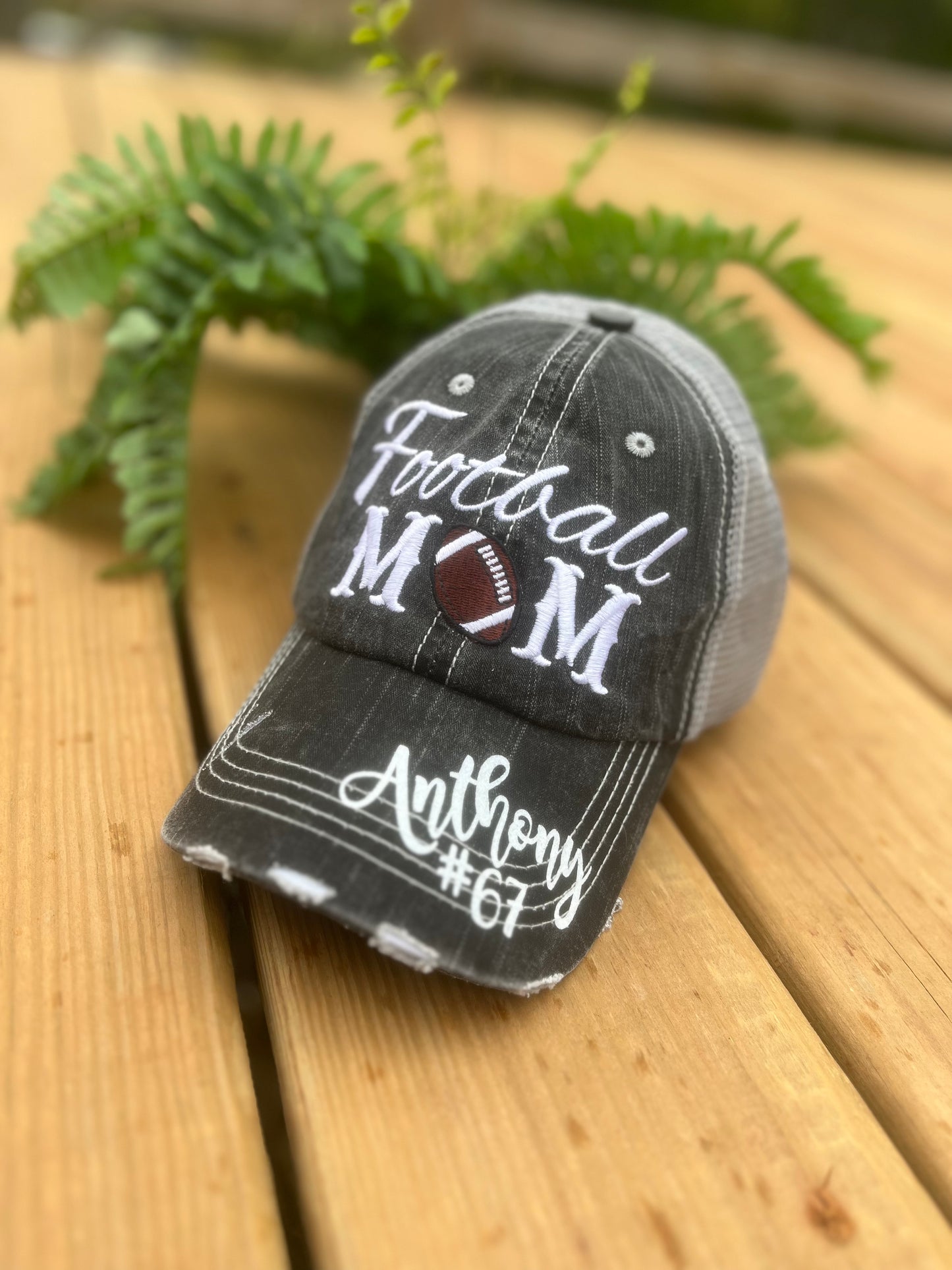 Hats Sports Boat Barn Racing Camping Lake Personalized Football mom hat Embroidered distressed womens trucker cap SHIPS in 2-3 days