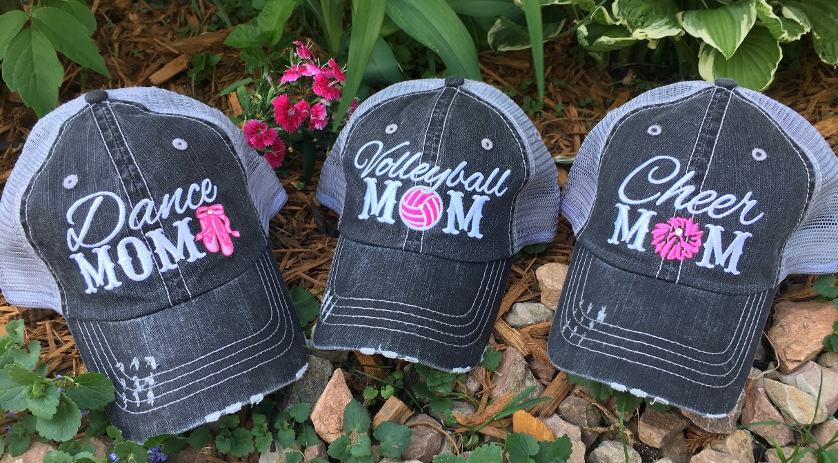 Dance hats and jewelry | Dance mom | Personalize | Embroidered distressed trucker caps - Stacy's Pink Martini Boutique