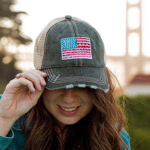 Flag hats Red white and blue 4th of July Independence Day SnapBack foam trucker America