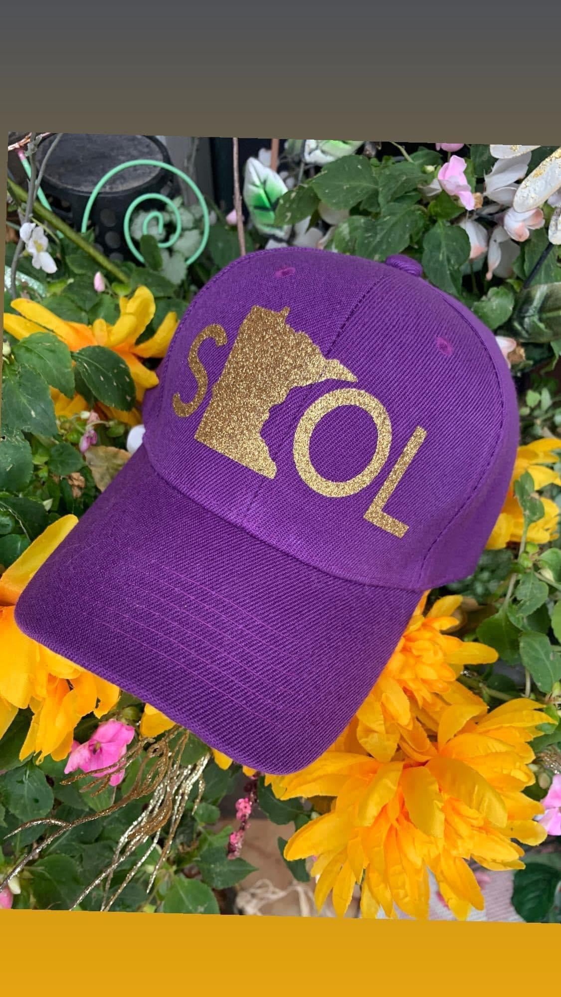 Minnesota Vikings SKOL hat Gold glitter Purple cap Mn Football team