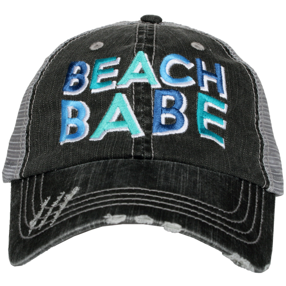 Hola beaches hats! | Womens embroidered trucker cap | Personalize | Beach hats | Cute palm trees, sunshine, waves and seashell | Girls weekend accessories. - Stacy's Pink Martini Boutique