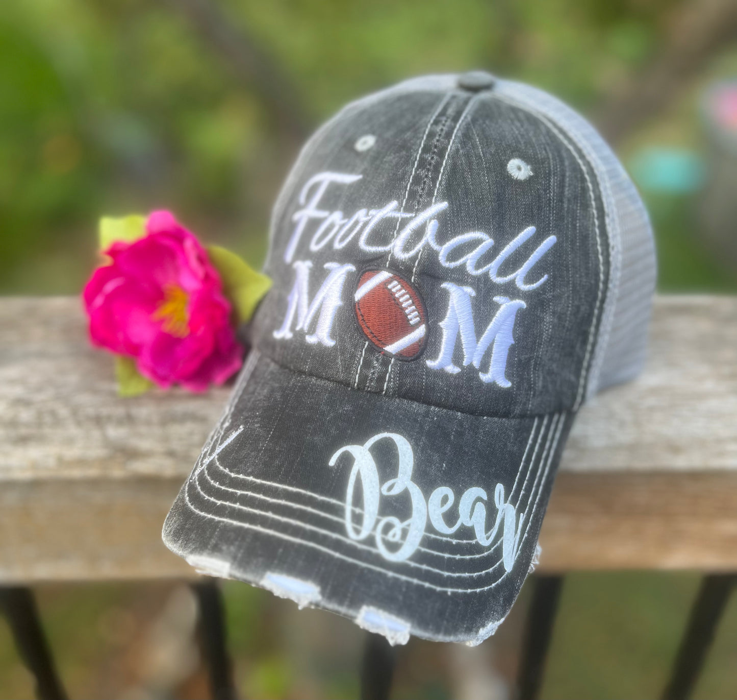 Hats Sports Boat Barn Racing Camping Lake Personalized Football mom hat Embroidered distressed womens trucker cap SHIPS in 2-3 days