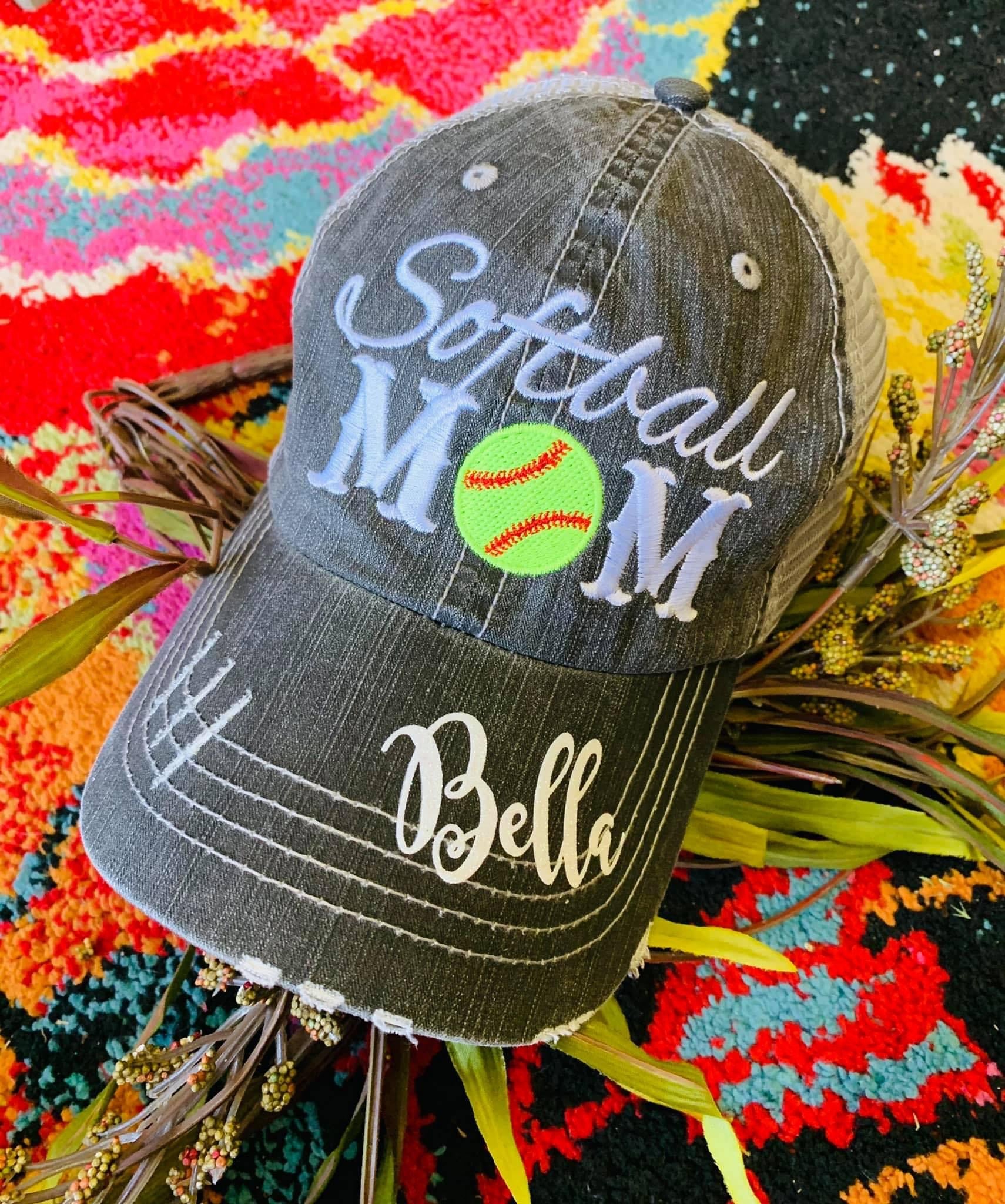 Hats and jewelry { Softball mom } See all styles! Customize by adding players names and numbers! - Stacy's Pink Martini Boutique