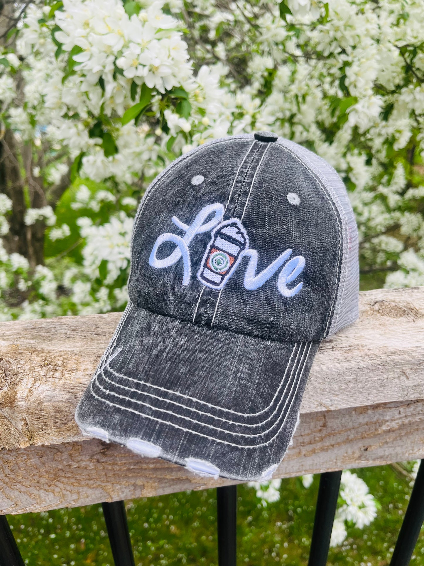 Coffee hat Love Starbucks Caribou Coffee cup Iced coffee please Embroidered trucker caps