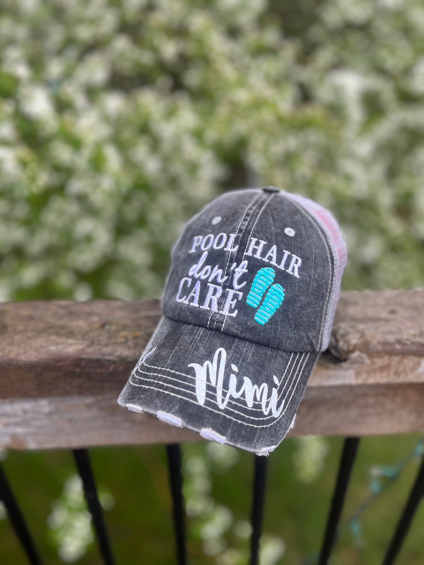 Pool please trucker hats Unisex Gray Teal or Tie dye Embroidered