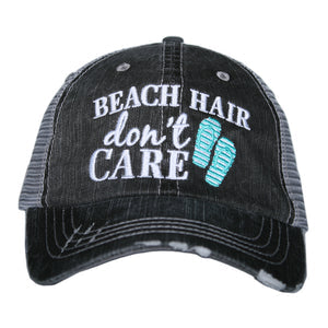 Hola beaches hats! | Womens embroidered trucker cap | Personalize | Beach hats | Cute palm trees, sunshine, waves and seashell | Girls weekend accessories. - Stacy's Pink Martini Boutique