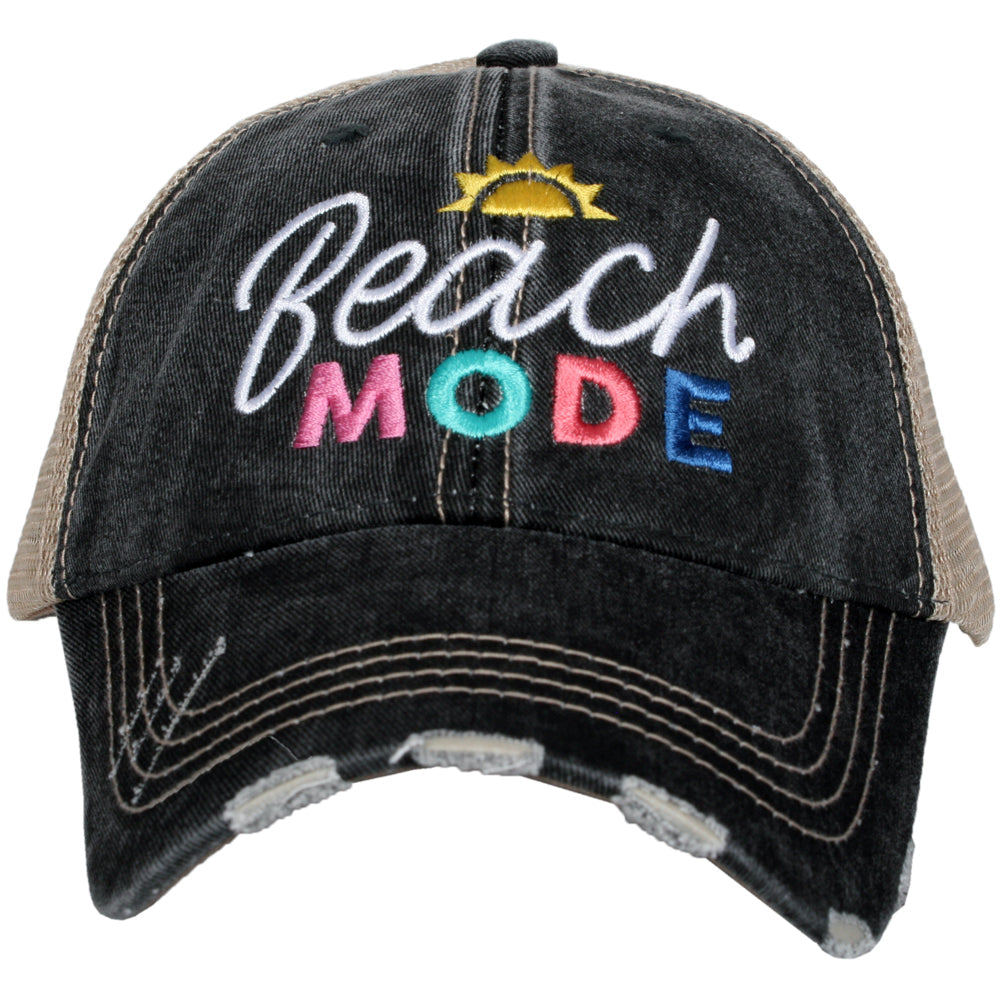 Hola beaches hats! | Womens embroidered trucker cap | Personalize | Beach hats | Cute palm trees, sunshine, waves and seashell | Girls weekend accessories. - Stacy's Pink Martini Boutique