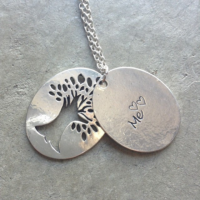 Necklace {Serenity Prayer} God grant me the serenity to accept the things I cannot change and the courage to change the things I can and wisdom to know the difference} Tree of life.Silver - Stacy's Pink Martini Boutique