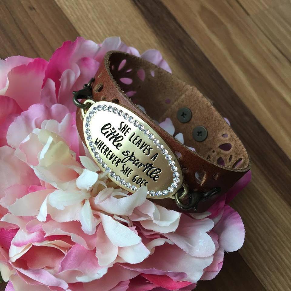 Bracelet { She leaves a little sparkle wherever she goes } Choose style & color of bracelet. - Stacy's Pink Martini Boutique