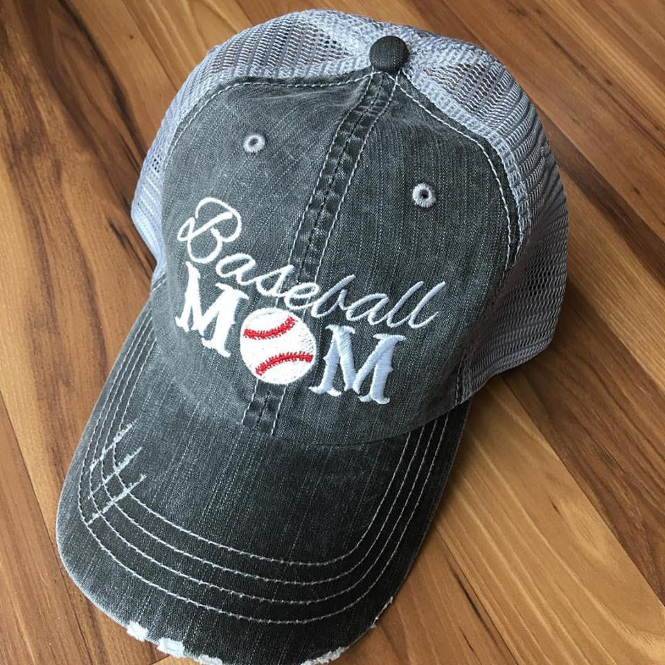Sports mom hats Embroidered womens trucker caps - Stacy's Pink Martini Boutique