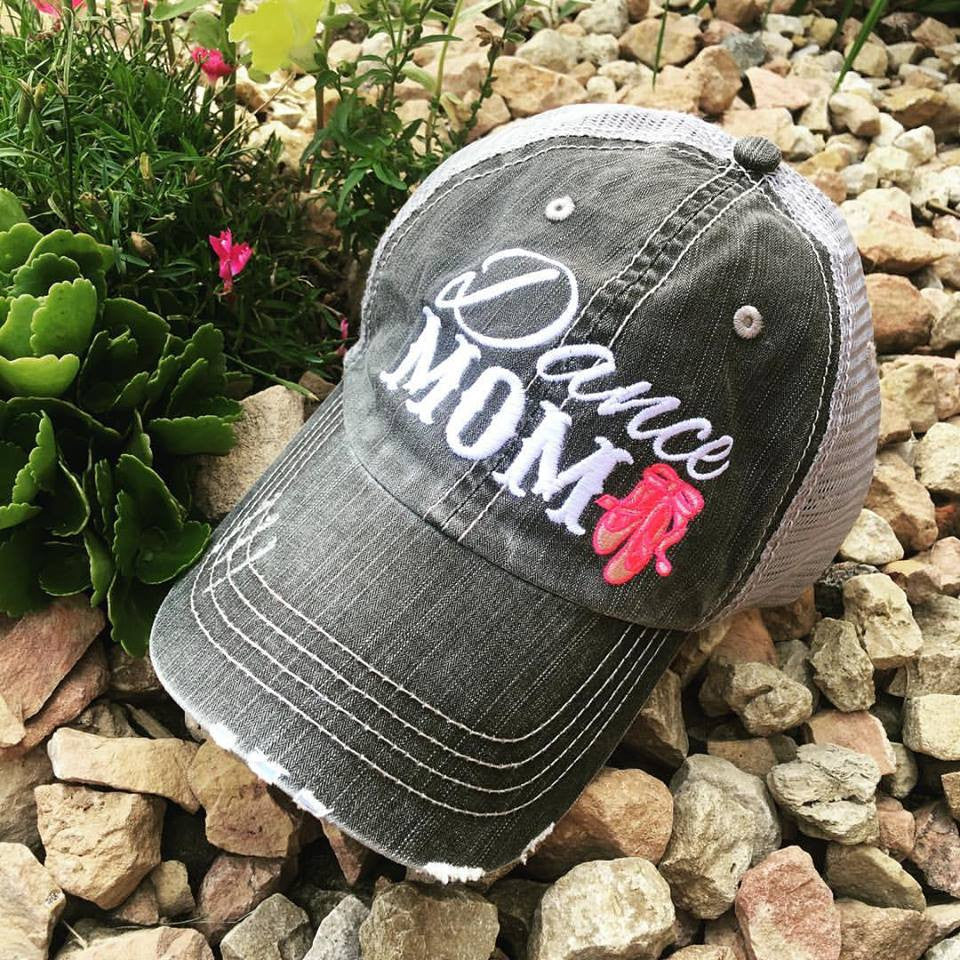 Dance hats and jewelry | Dance mom | Personalize | Embroidered distressed trucker caps - Stacy's Pink Martini Boutique