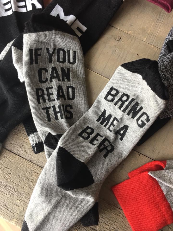 Socks! Wi-ne , be-er, coffee, chocolate, kisses, bacon! If you can read this bring me.... - Stacy's Pink Martini Boutique