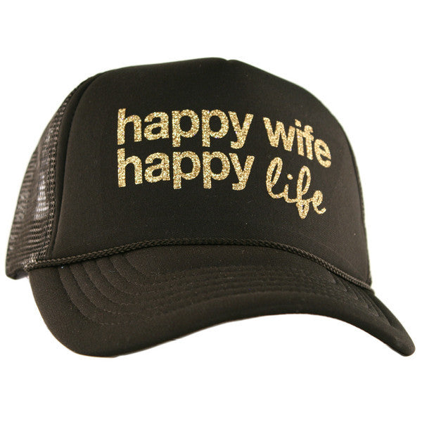 Hats Happy wife happy life Trophy wife Ain’t no wifey Womens trucker caps Snap backs - Stacy's Pink Martini Boutique
