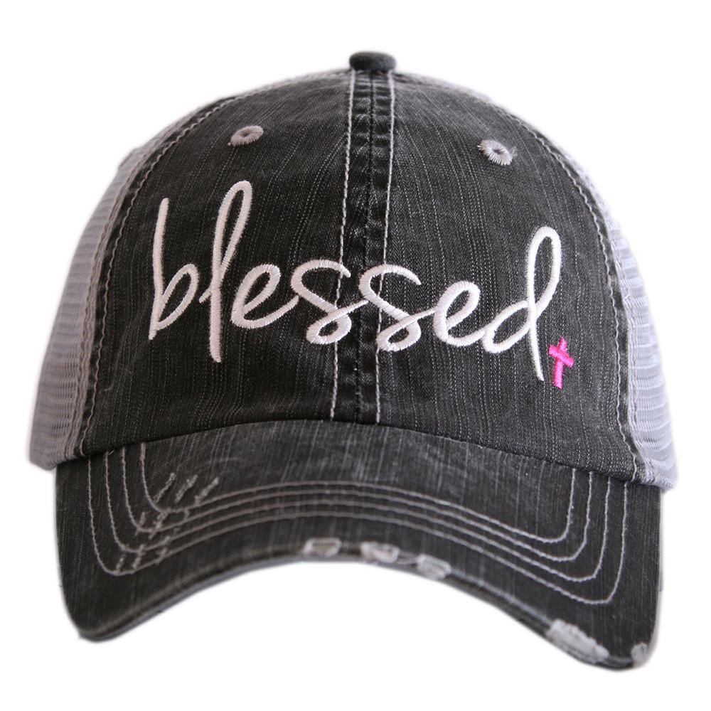 Blessed hats •• Pink, teal or wi ne •• Embroidered trucker cap - Stacy's Pink Martini Boutique