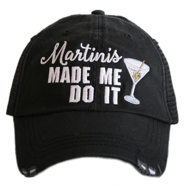 Hats { Martini hair don't care } Black or gray. Martini glass with green olive. - Stacy's Pink Martini Boutique