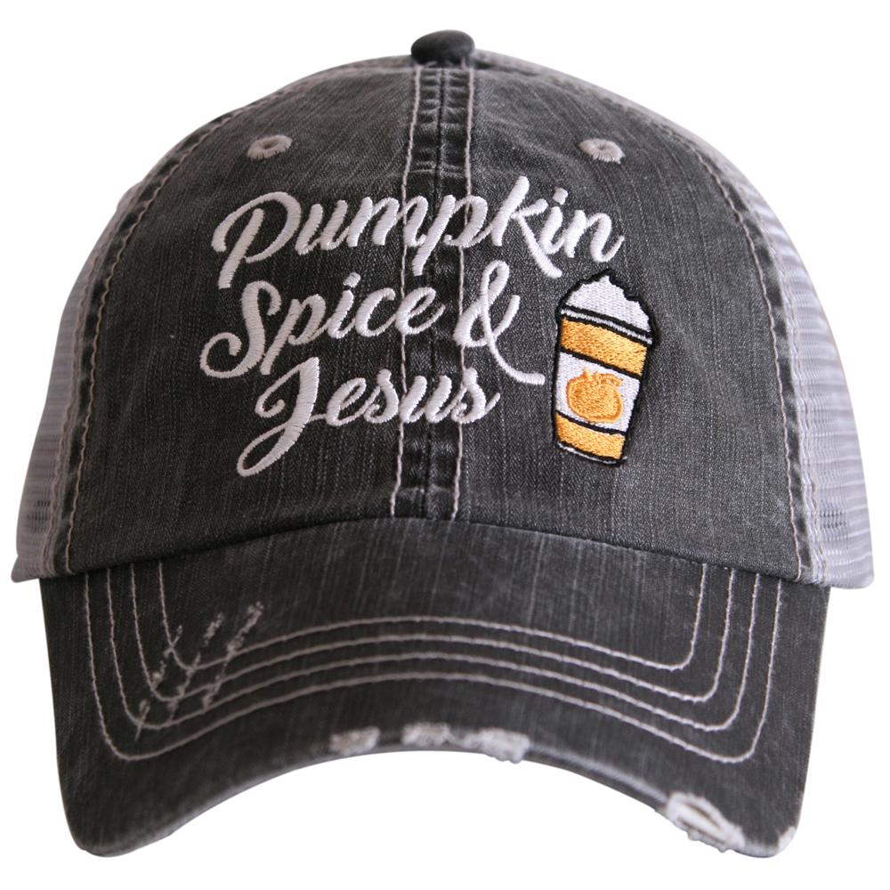 Hats { Pumpkin spice and everything nice } Pumpkin spice and Jesus. Pumpkin spice and chill. 3 sayings in 3 colors. Embroidered distressed trucker cap. Black suede. Black and white herringbone. Blanket Scarf. Plaid. - Stacy's Pink Martini Boutique