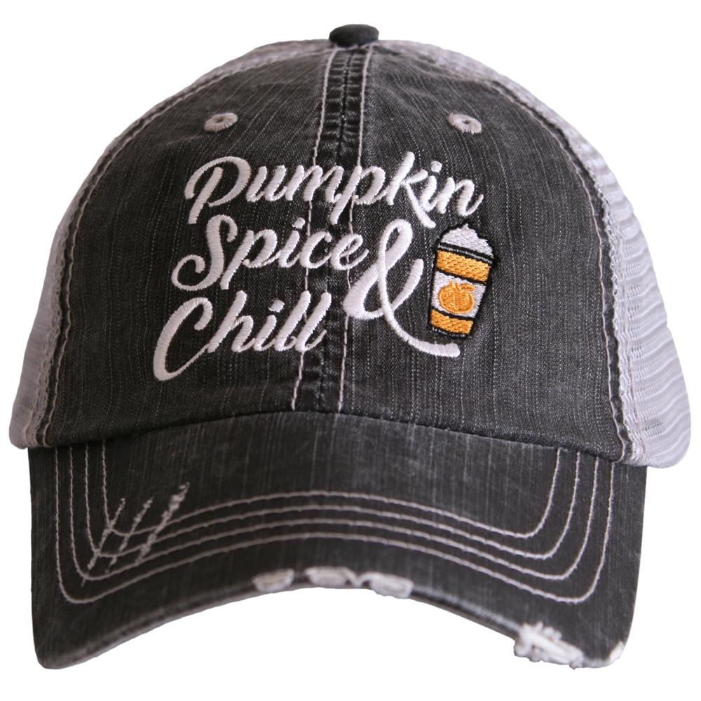 Hats { Pumpkin spice and everything nice } Pumpkin spice and Jesus. Pumpkin spice and chill. 3 sayings in 3 colors. Embroidered distressed trucker cap. Black suede. Black and white herringbone. Blanket Scarf. Plaid. - Stacy's Pink Martini Boutique