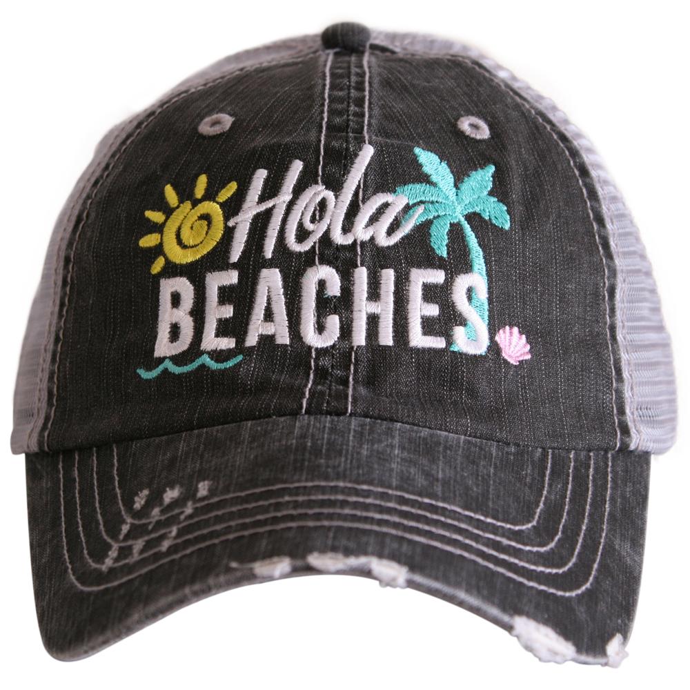 Hats and tanks { BEACH } Beach hair dont care, feelin beachy, beach please, hola beaches, beach bum, beachaholic. Embroidered trucker caps. - Stacy's Pink Martini Boutique