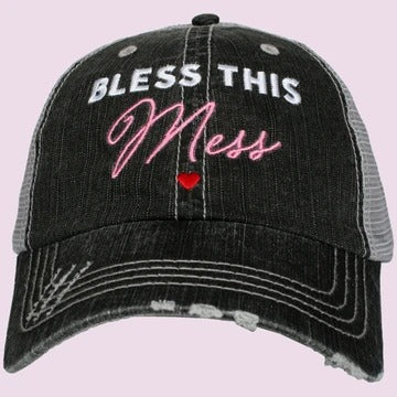 Blessed hats Blessed hot mess Simply blessed Crosses Embroidered distressed adjustable trucker caps - Stacy's Pink Martini Boutique