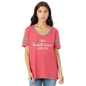Baseball t-shirts Dear Baseball season I love you Varsity vintage v-neck Red, grey or blue S - XL - Stacy's Pink Martini Boutique