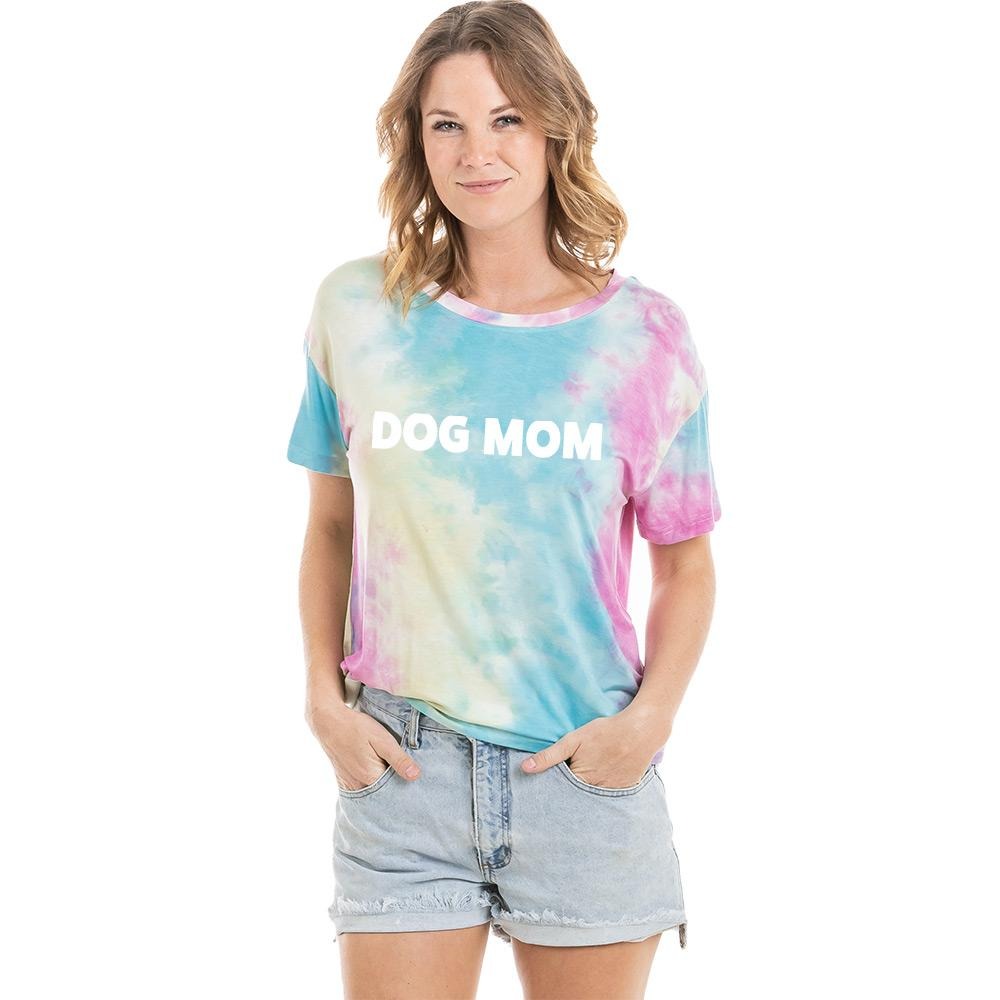 Dog mom Womens graphic t-shirts Tie dye 4 colors - Stacy's Pink Martini Boutique