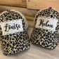 Hats blank. Distressed vintage trucker hat with adjustable. Gray. Leopard. - Stacy's Pink Martini Boutique