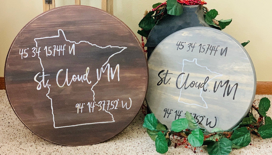 Wood signs or tray with handles { Round } Hand painted. 24 inches round. High quality pine. Custom colors. Great housewarming or wedding gift. - Stacy's Pink Martini Boutique