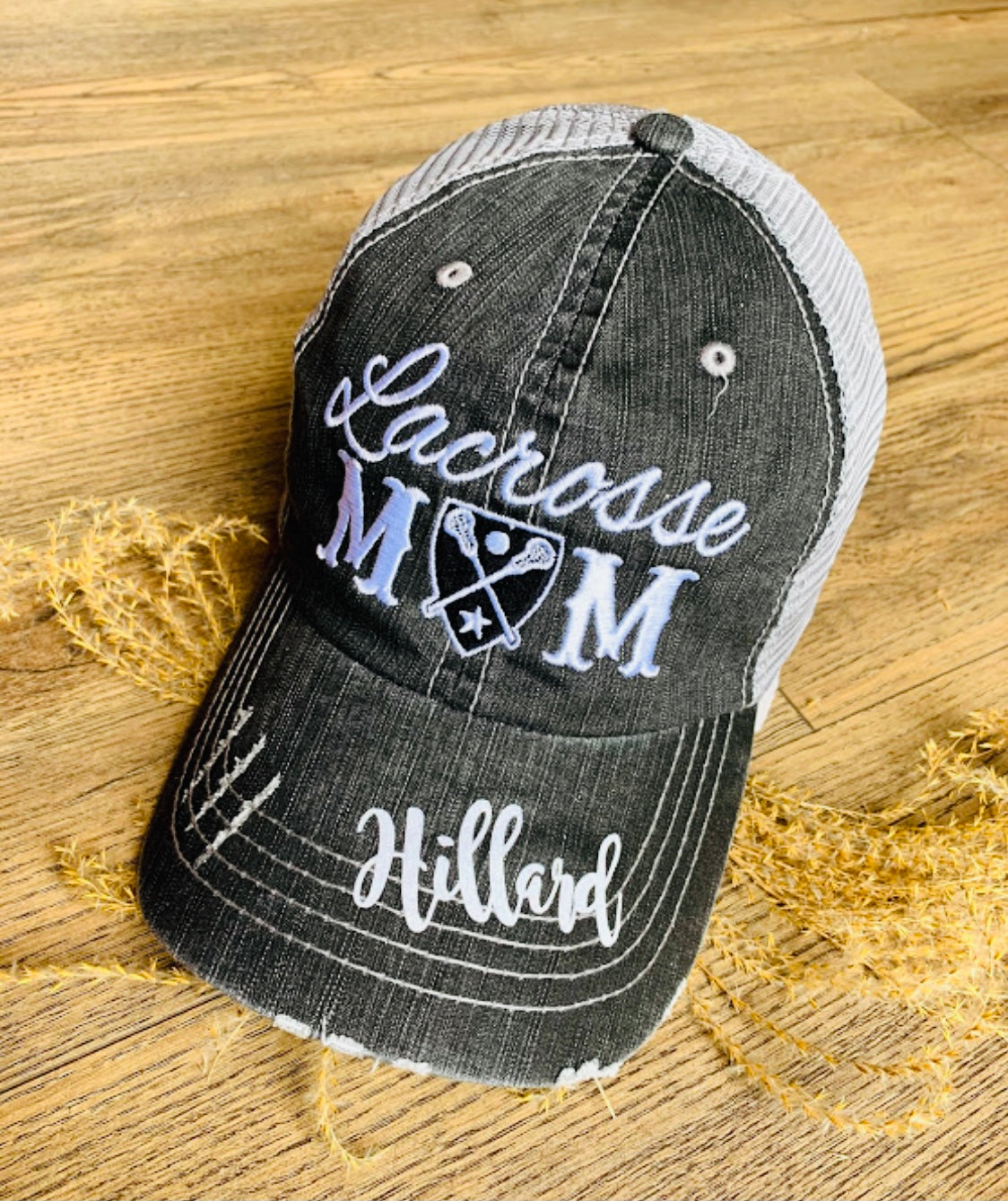 Lacrosse hats Lacrosse mom Lacrosse hair dont care Embroidered womens trucker caps - Stacy's Pink Martini Boutique
