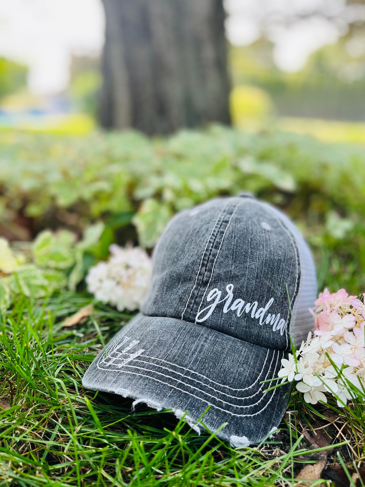 Mom hat Distressed gray trucker cap Grandma Nana Gigi