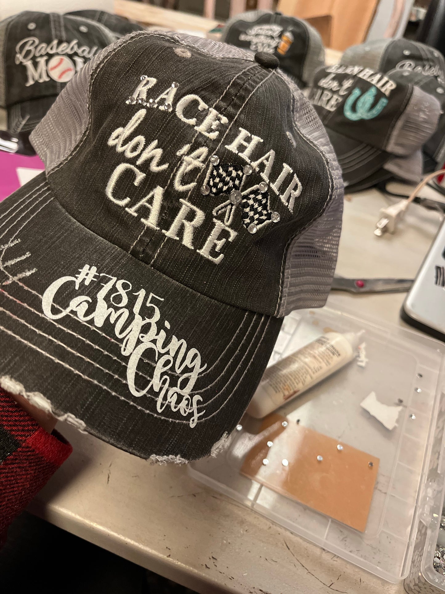 Personalized Racing hats Weekends are for racing Race hair dont care Raceday is the best day - Stacy's Pink Martini Boutique