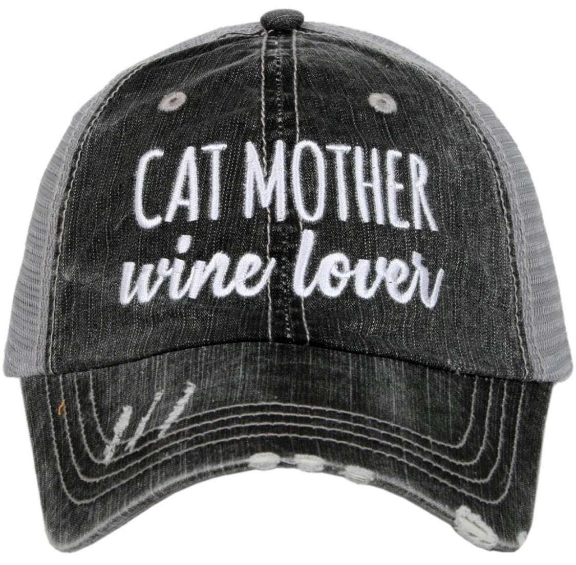 Hats and shirts { Dog mother, Wi.ne lover } { Cat mother, Wi.ne lover } { I love my dog } { I love my cat } { Pawsitive vibes only } Embroidered distressed trucker. - Stacy's Pink Martini Boutique