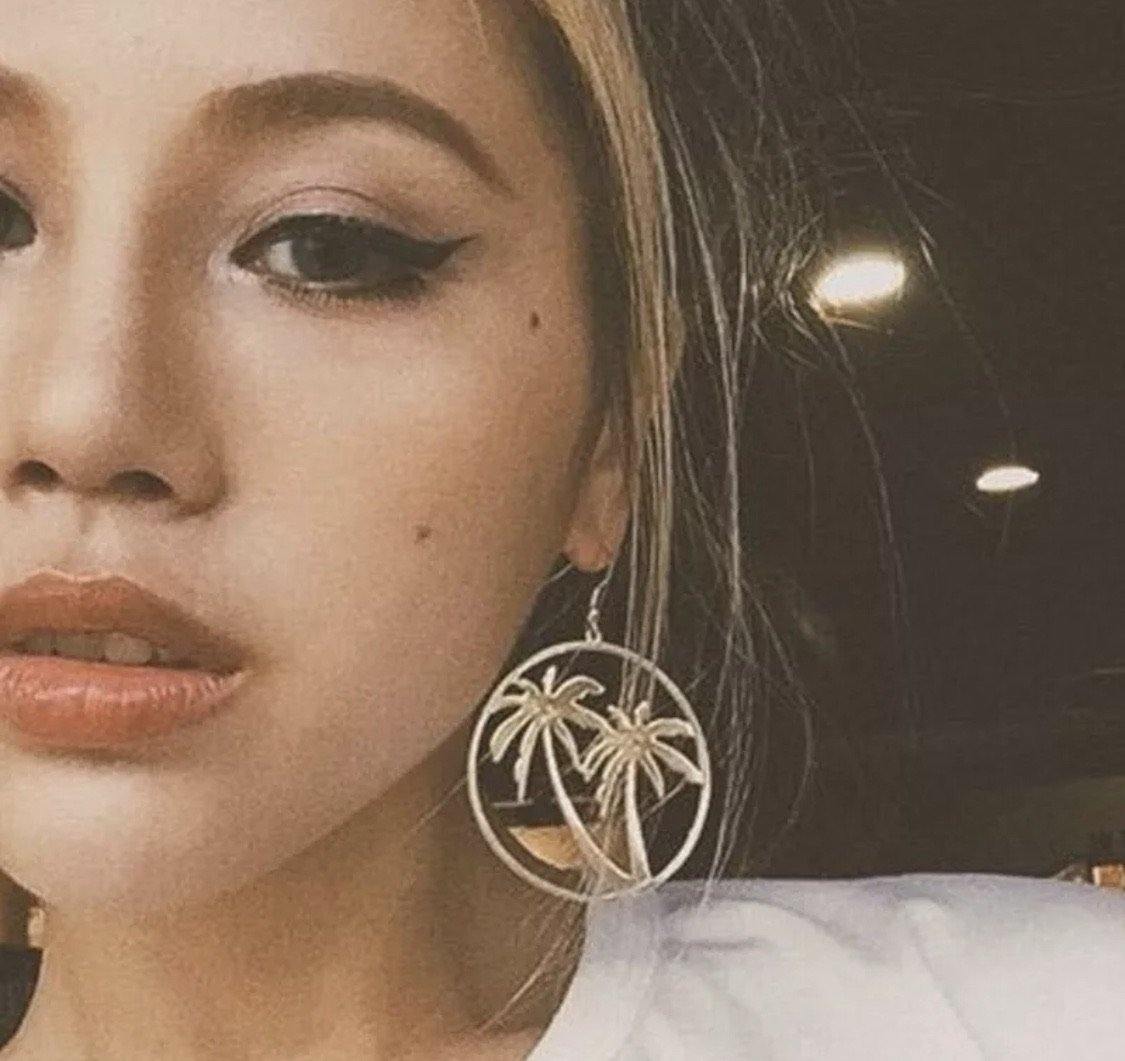 Earrings Palm trees Gold Tropical vacation jewelry - Stacy's Pink Martini Boutique