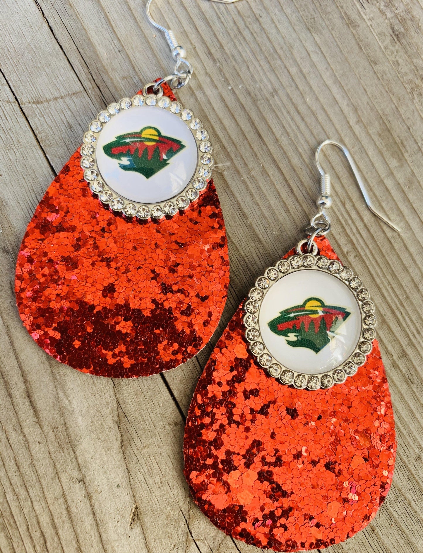 Earrings { Minnesota Wild } Hockey - Stacy's Pink Martini Boutique