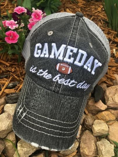 Baseball and football hats GAMEDAY IS THE BEST DAY Embroidered trucker cap Gameday outfit - Stacy's Pink Martini Boutique