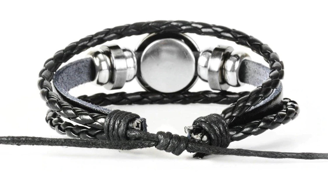 FAITH jewelry | Bracelet | Womens | Inspirational | Black Leather • Adjustable 7 - 10 inches • Snap charm ~ Wholesale orders. - Stacy's Pink Martini Boutique