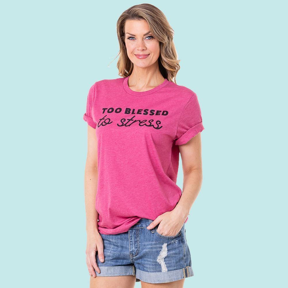 Blessed T-shirts Blessed hot mess Too blessed to stress - Stacy's Pink Martini Boutique