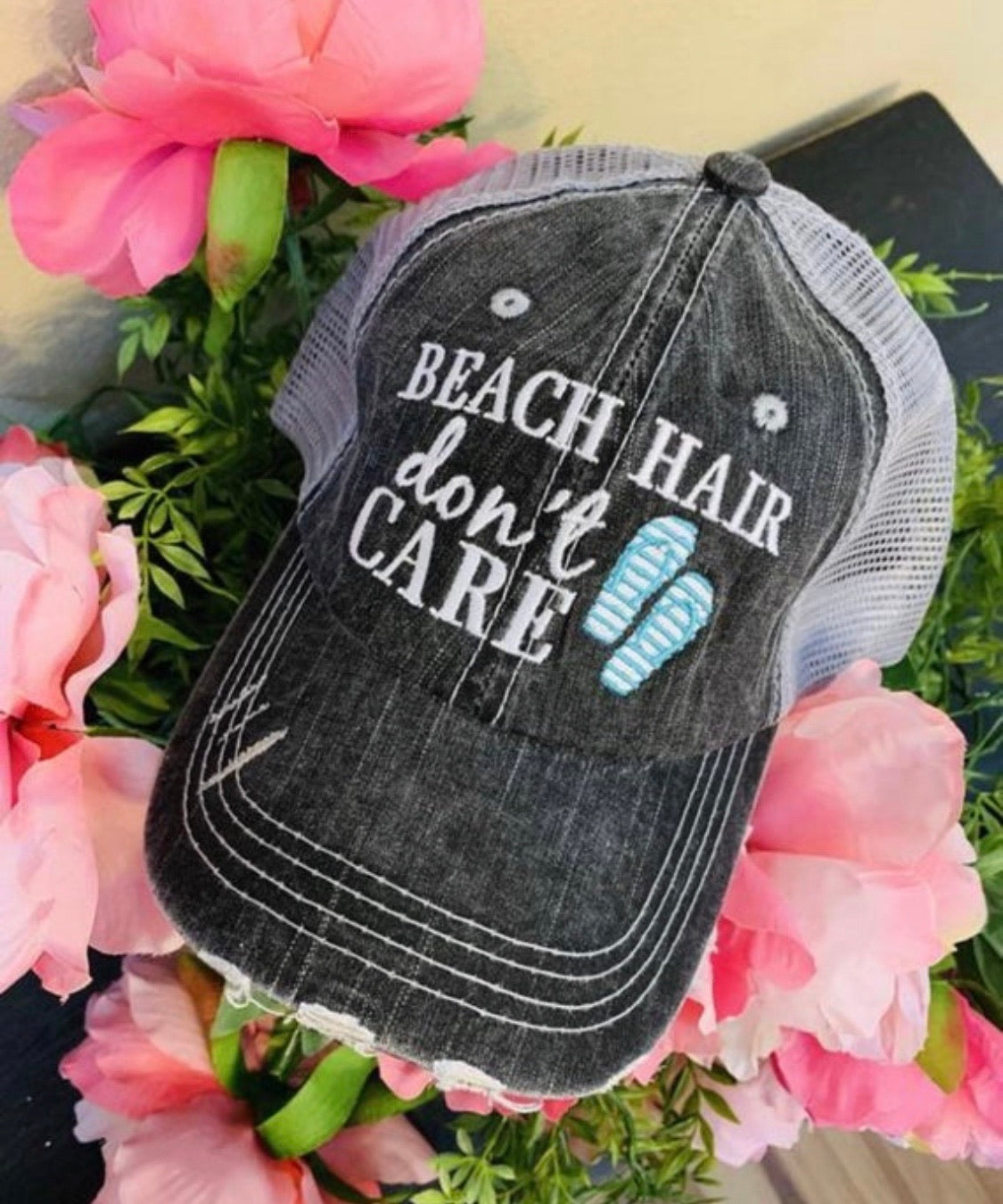 Hats and tanks { BEACH } Beach hair dont care, feelin beachy, beach please, hola beaches, beach bum, beachaholic. Embroidered trucker caps. - Stacy's Pink Martini Boutique