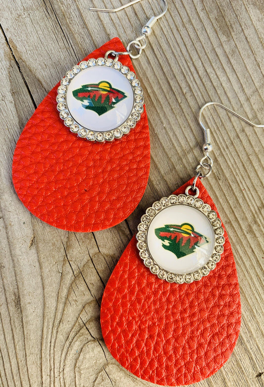 Earrings { Minnesota Wild } Hockey - Stacy's Pink Martini Boutique