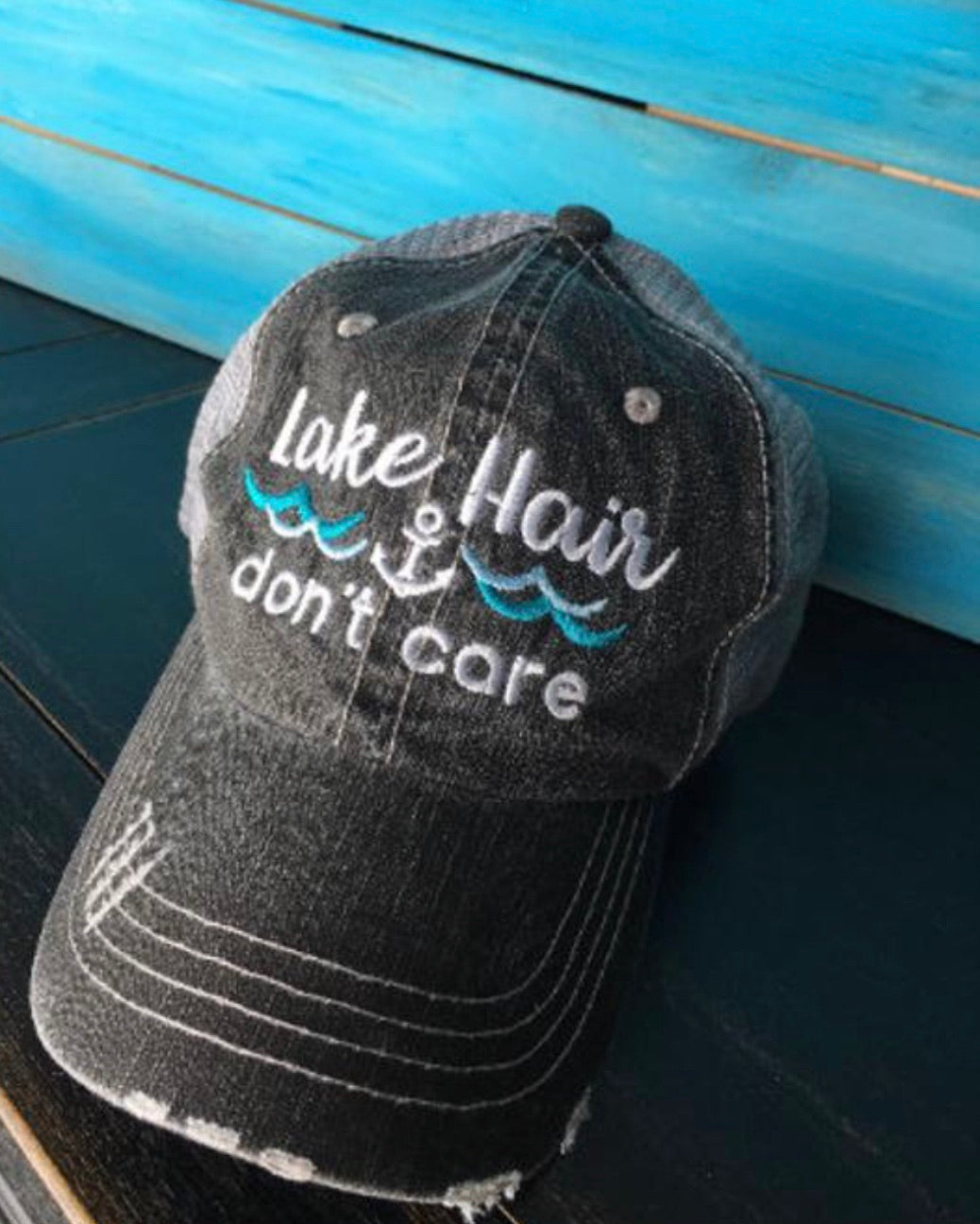 Lake hats! Kids-Adults•Lake hair dont care•Embroidered trucker caps•Lake life-Anchors - Stacy's Pink Martini Boutique