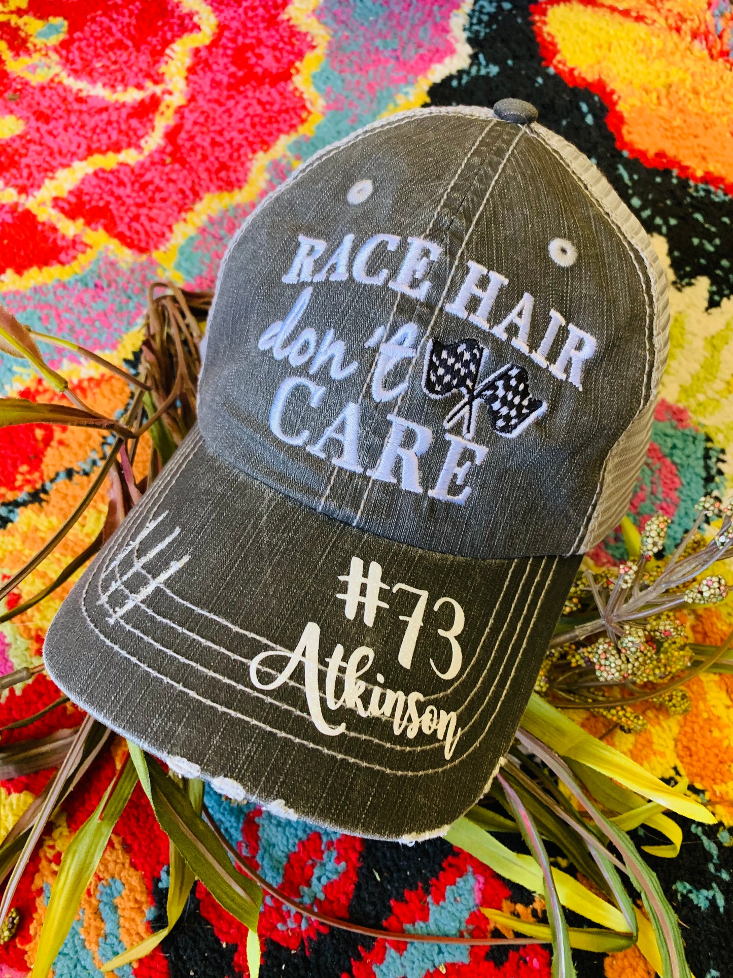 Personalized Racing hats Weekends are for racing Race hair dont care Raceday is the best day - Stacy's Pink Martini Boutique