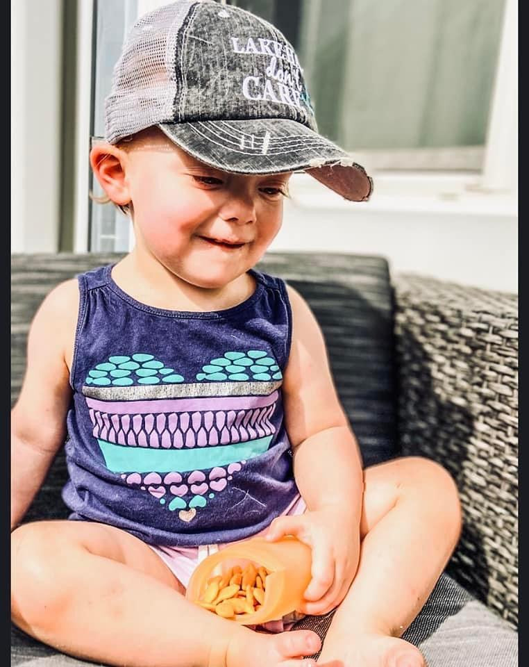 Lake hair dont care hat KIDS Gray embroidered distressed