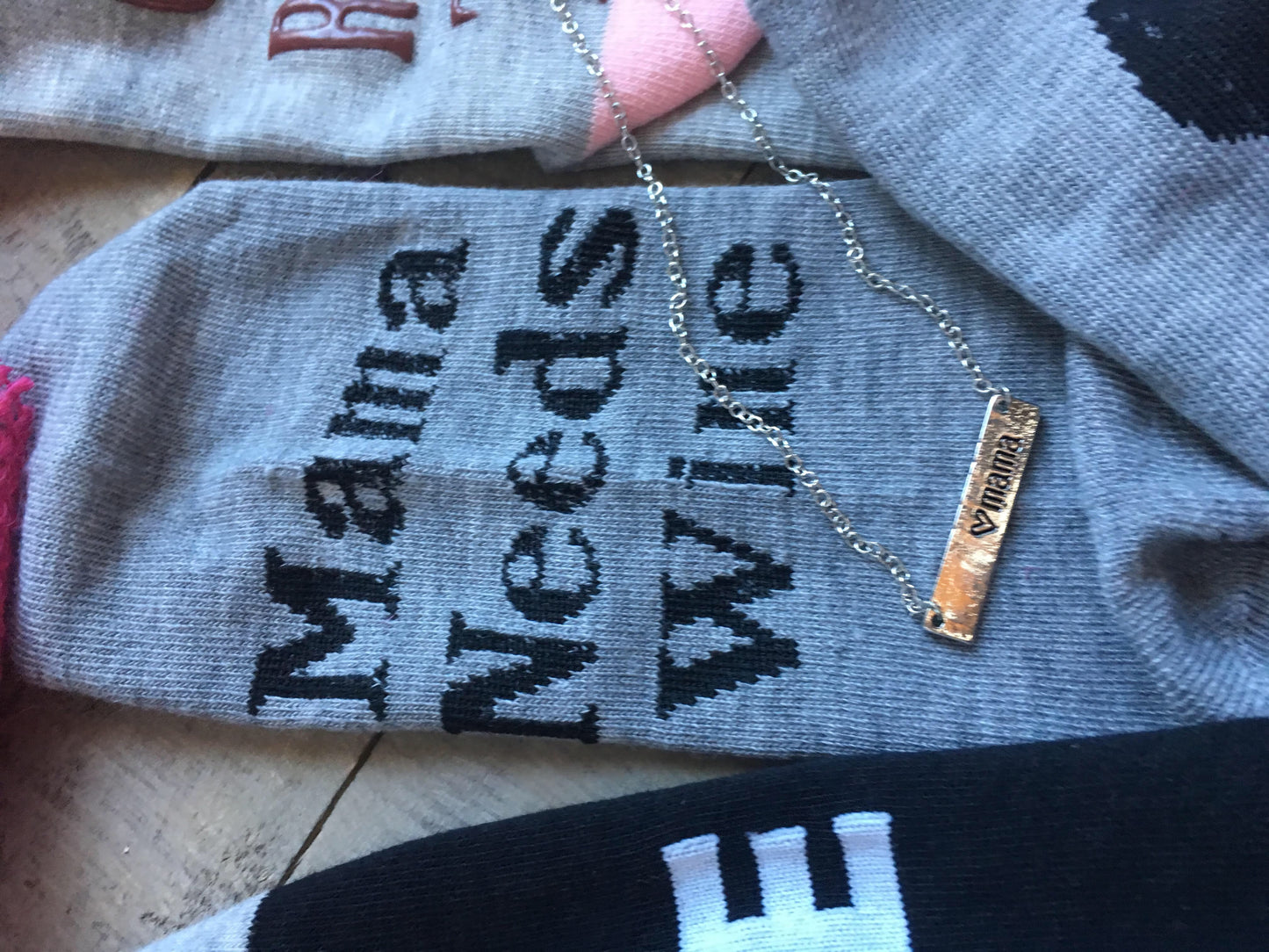 Socks! Wi-ne , be-er, coffee, chocolate, kisses, bacon! If you can read this bring me.... - Stacy's Pink Martini Boutique