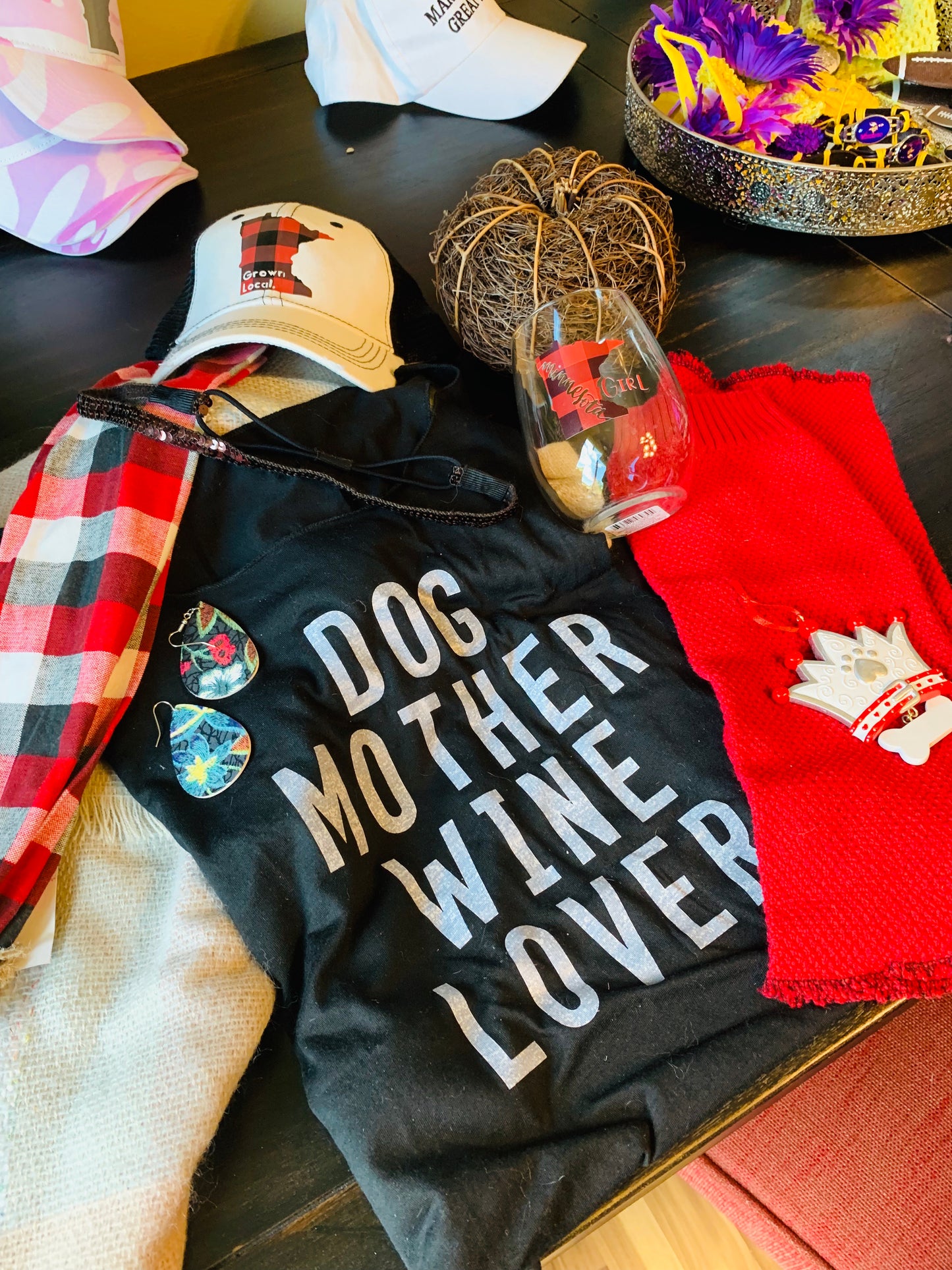 Hats { Mama bear hair dont care } Buffalo plaid, black/white bear • Trucker hat • Distressed • Mom hats • - Stacy's Pink Martini Boutique