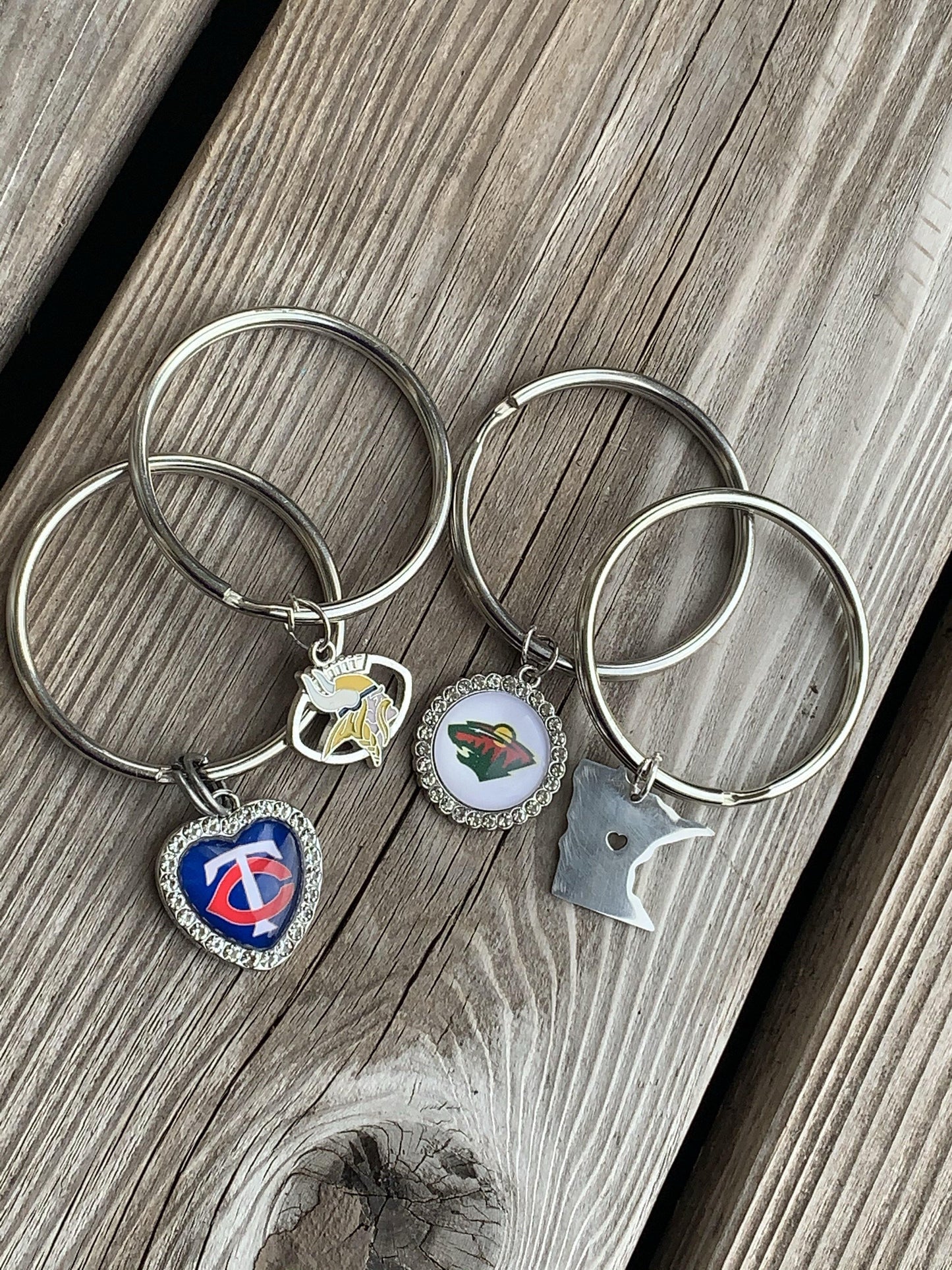 Keychains { Minnesota } Twins baseball. Vikings football. Wild hockey. Silver. MN. - Stacy's Pink Martini Boutique