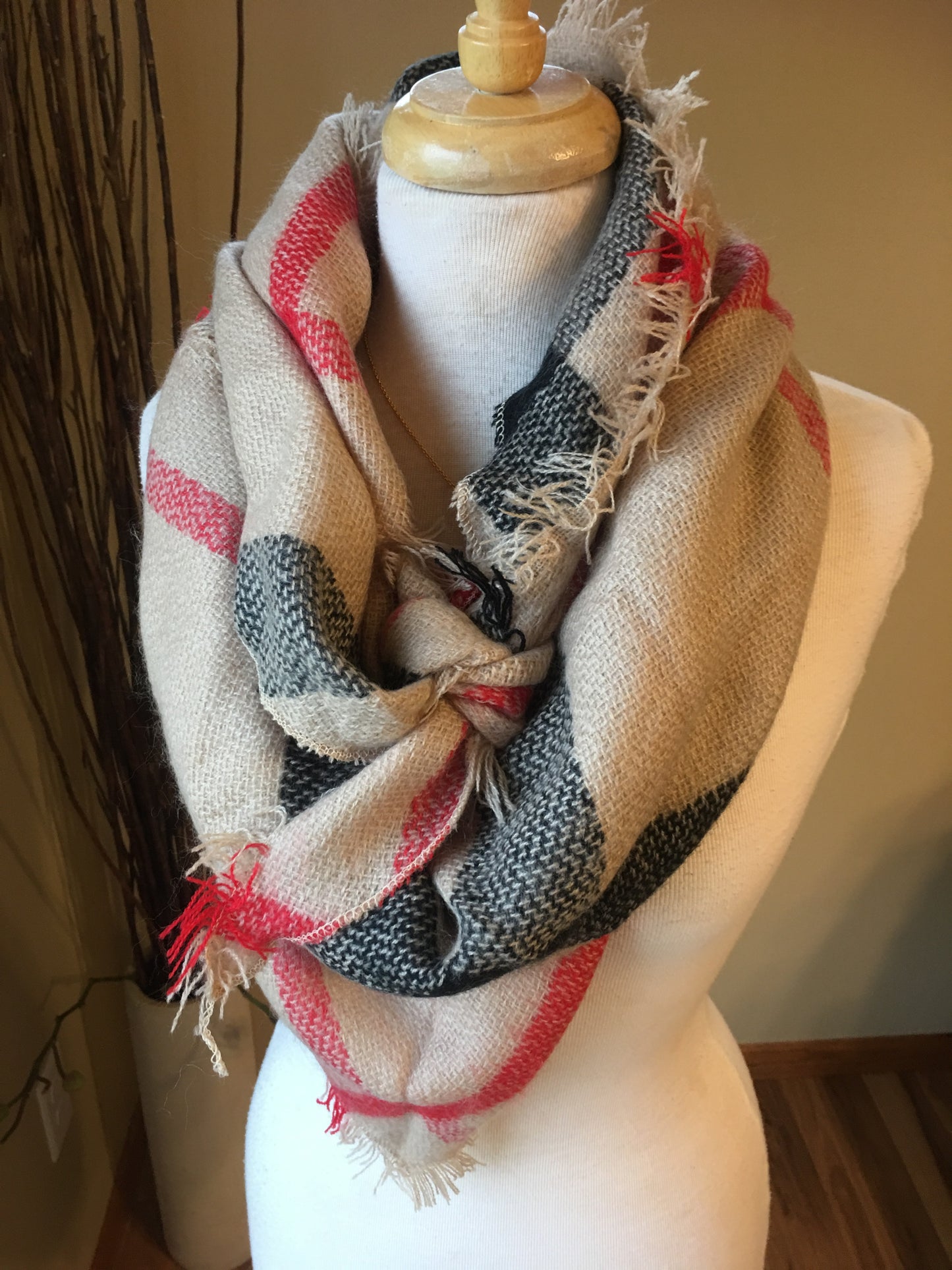 { Blanket scarf } Triangle shape. Not as large as the huge blanket scarves. - Stacy's Pink Martini Boutique